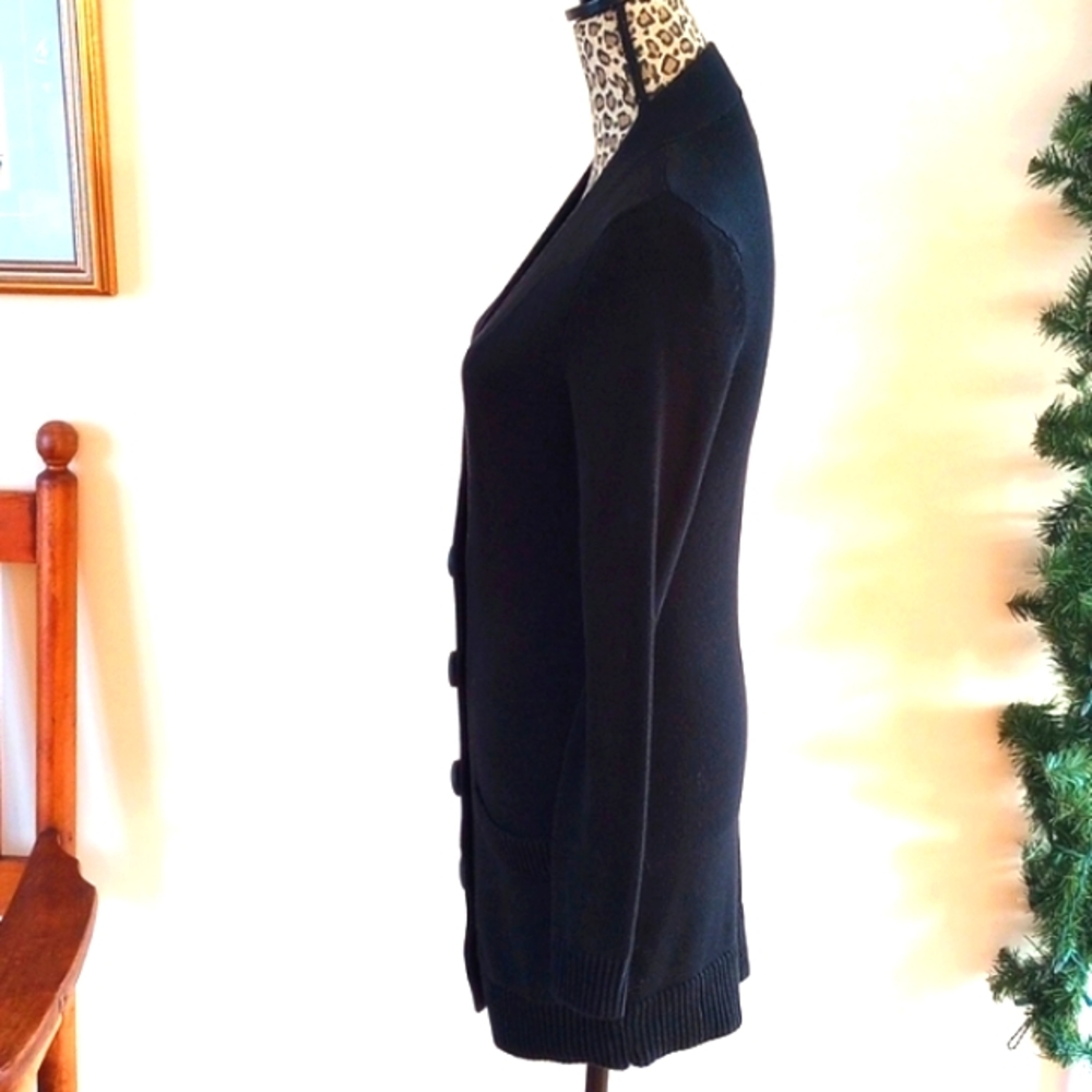 Spring+Mercer Ladies Long Cardigan Size:S Color:Black - Picture 3 of 8